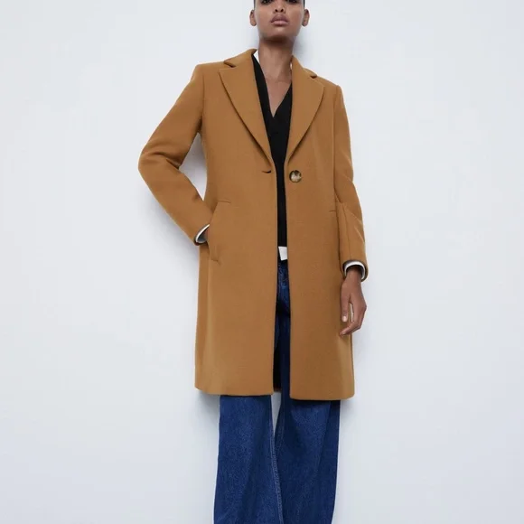 Zara | Jackets & Coats | Zara Manteco Wool Blend Coat Camel Nwt